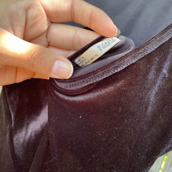 Zara Black Velvet Bodysuit Scoop Neck - Picture 4 of 4